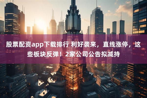 股票配资app下载排行 利好袭来，直线涨停，这些板块反弹！2家公司公告拟减持